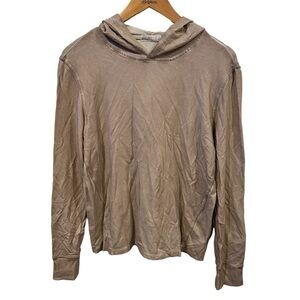 Barefoot Dreams Malibu Collection Lurex Luxe Pullover Hoodie BEIGE Women Sz S